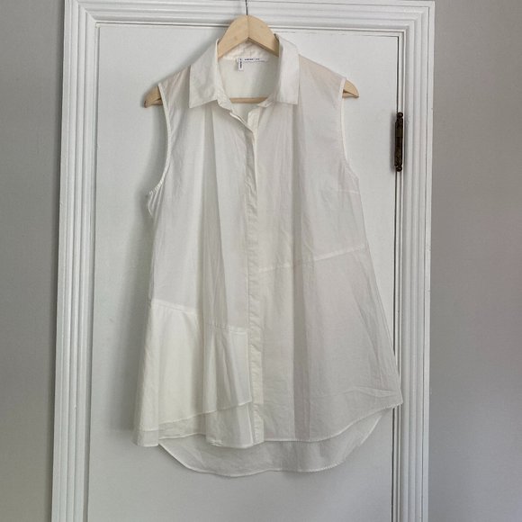 10 Crosby Derek Lam Tops - 10 Crosby Derek Lam Women's Cotton Asymmetrical Layered White Sleeveless Tunic